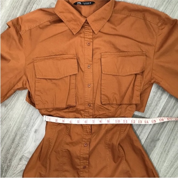 ZARA POPLIN SHIRT DRESS BUTTON FRONT LONG SLEEVE MINI MEDIUM - Picture 8 of 12